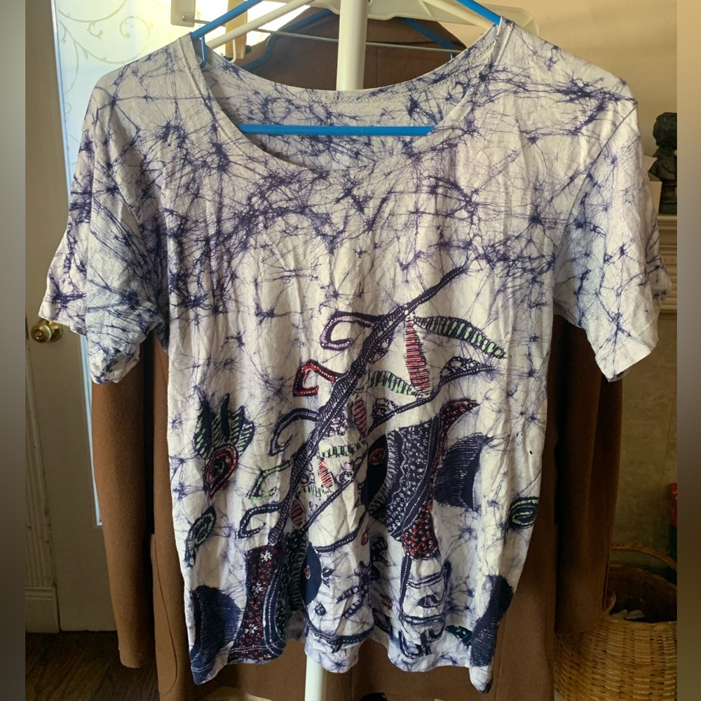 Blue and white fish shirt